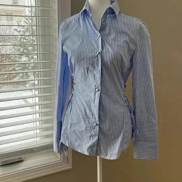 [N1/US4]Marc Cain Collections Women's  Blue Straps Blouse-NWOT - Picture 4 of 16